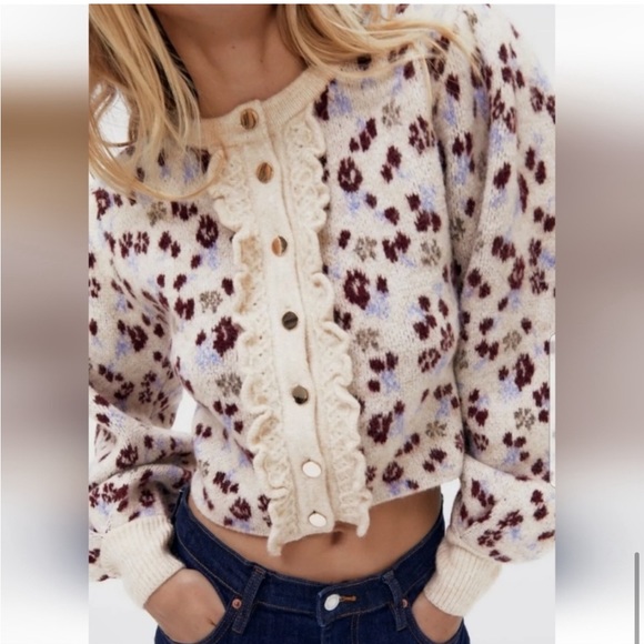 ZARA KNIT JACQUARD JACKET - Picture 5 of 7